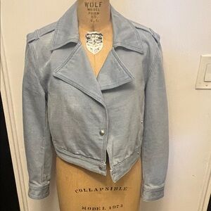 IRO Omaj Light Blue Women's Cropped Denim Biker Jacket  Like New Size 32 / 6